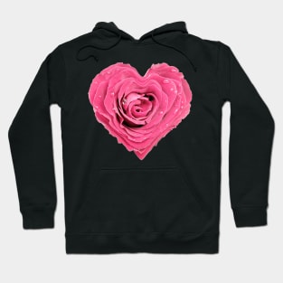 Heart Shaped Pink Flower with Water Droplets Hoodie